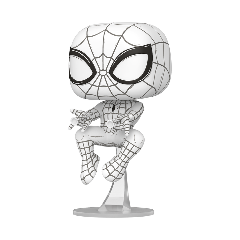 Funko Pop! Marvel: Sketched - Spider-Man Vinyl Figure in monochrome design, capturing comic book art style.