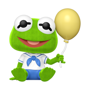 Funko Pop! Muppets - Baby Kermit Flocked Vinyl Figure holding a golden balloon, featuring a soft flocked texture.