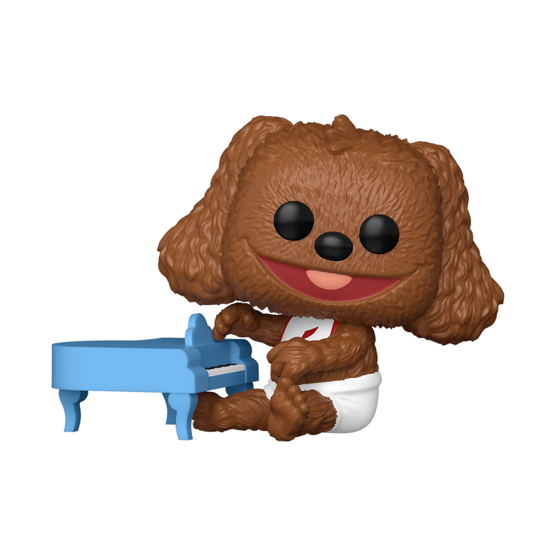 Funko Pop! Muppets - Baby Rowlf Vinyl Figure playing a blue piano in a stylised design.
