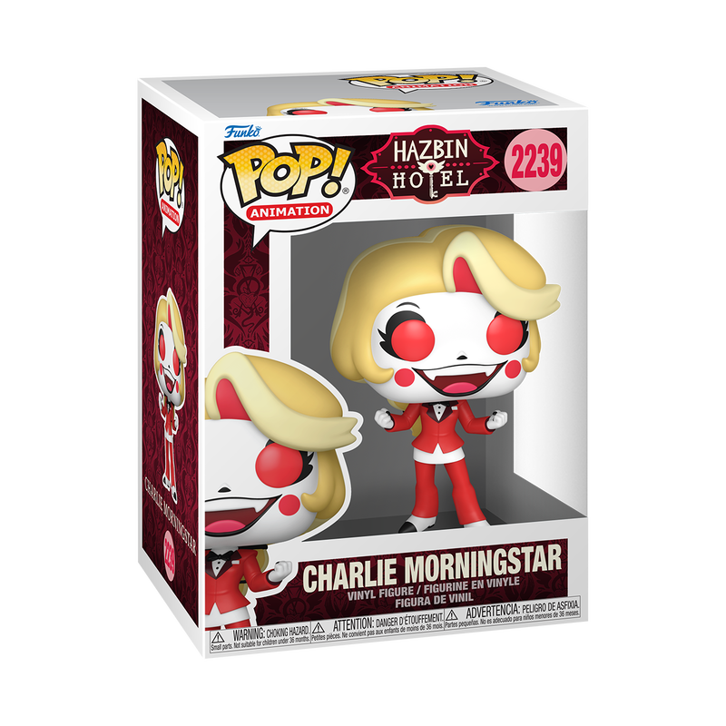 Funko Pop! Hazbin Hotel - Charlie Vinyl Figure in box showcasing Charlie Morningstar from Hazbin Hotel.