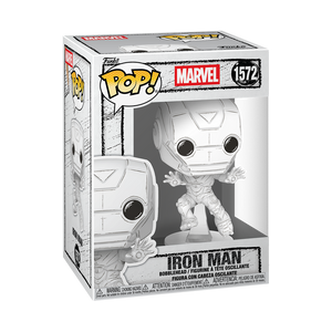 Funko Pop! Marvel - Iron Man Sketched Deco #1572 Vinyl Figure in box with monochrome design