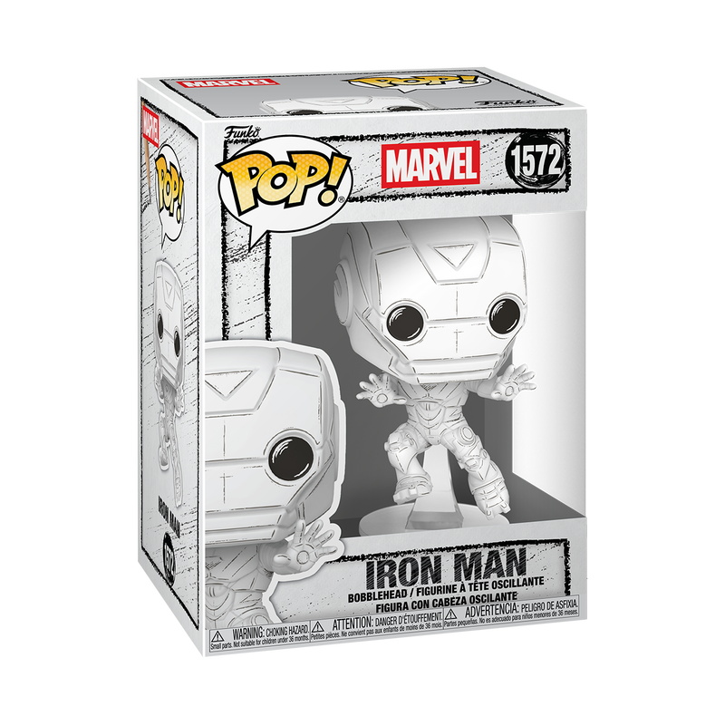 Funko Pop! Marvel - Iron Man Sketched Deco #1572 Vinyl Figure in box with monochrome design