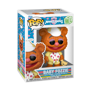 Funko Pop! Muppet Babies - Baby Fozzie #1695 Vinyl Figure in window display with playful design and details.