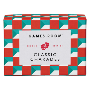 Games Room Classic Charades game box featuring vibrant red and turquoise design, ideal for parties and family gatherings.