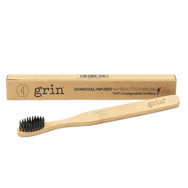 Grin Charcoal Infused Bamboo Toothbrush - Medium