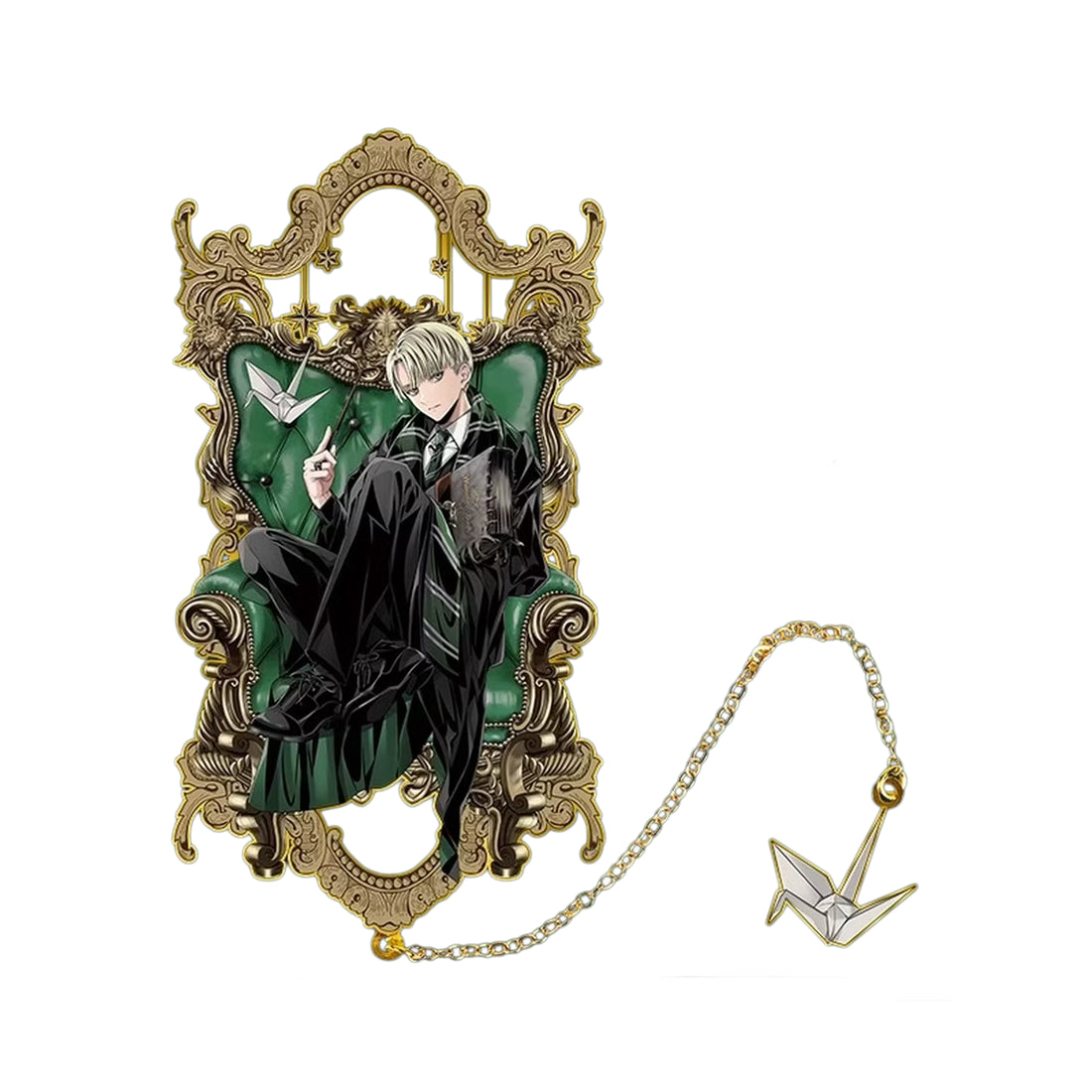 Harry Potter Floral Edge Design Engraved Metal Bookmark, image 12