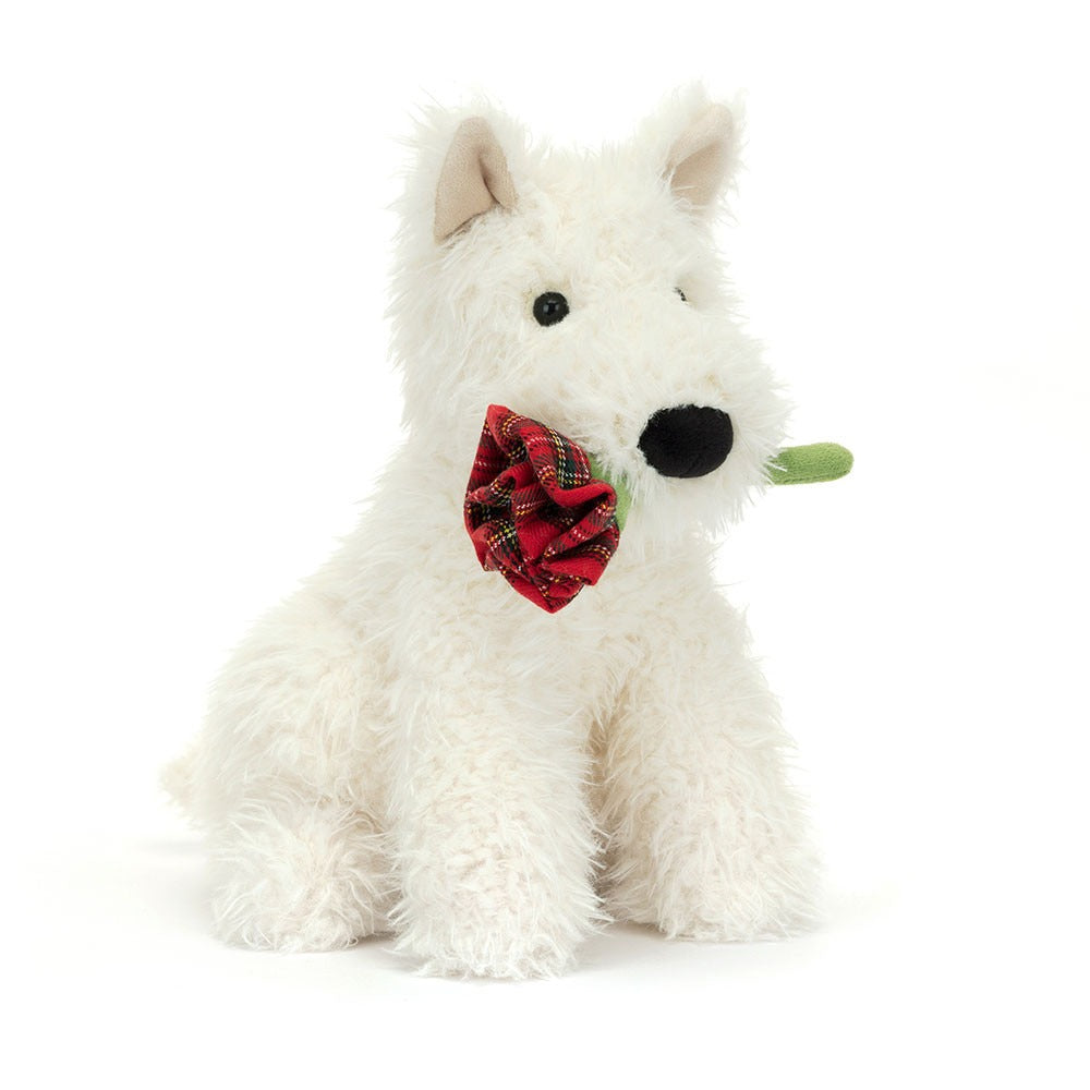 Jellycat Munro Dog Holding Rose