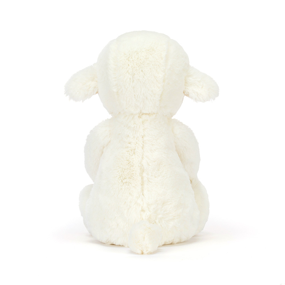 Back view of Jellycat Skipson Lamb showing its soft cream fleece and floppy ears.