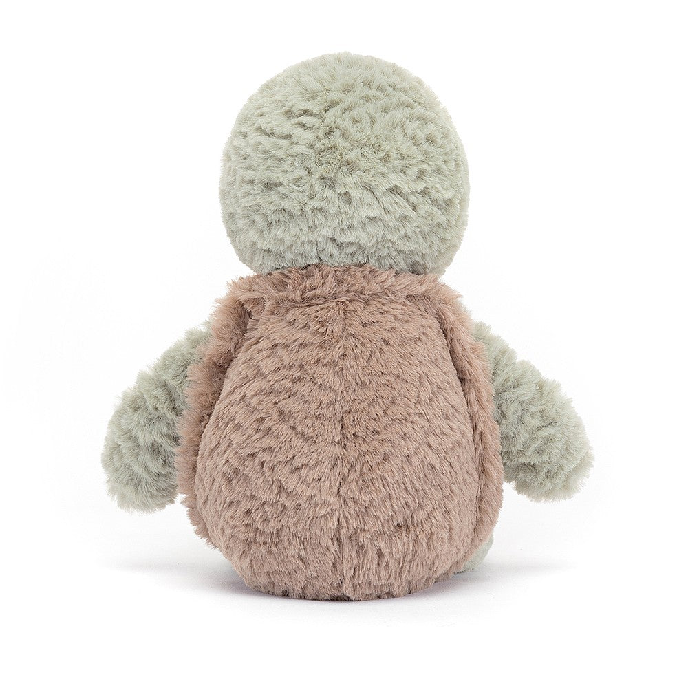 Jellycat Tumbletuft Turtle - a colorful plush toy with a smiling turtle face and a soft shell, perfect for imaginative play and cuddles.