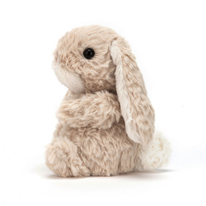 Jellycat Yummy Bunny plush toy with floppy ears and podgy tummy, perfect pocket-sized companion.