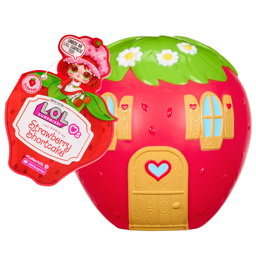 L.O.L. Surprise! Strawberry Shortcake Doll Blind Capsule featuring a strawberry-shaped packaging with adorable doll.