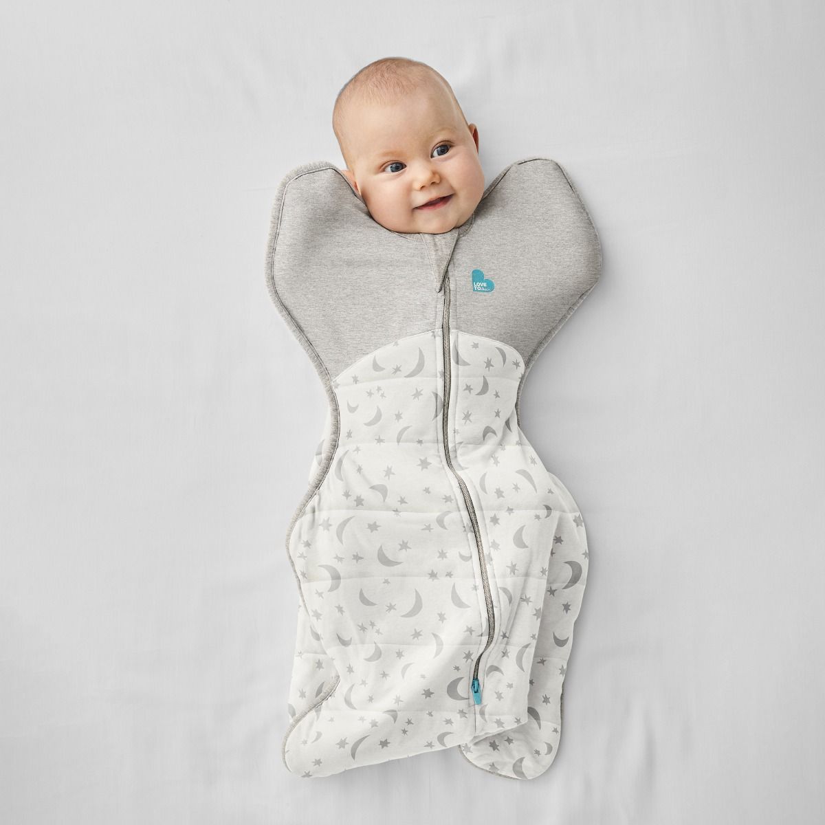 Love To Dream Swaddle UP 3.5 Tog Extra Warm Moonlight White color - cozy and comfortable baby swaddle with arms UP design for natural sleep. Buy now