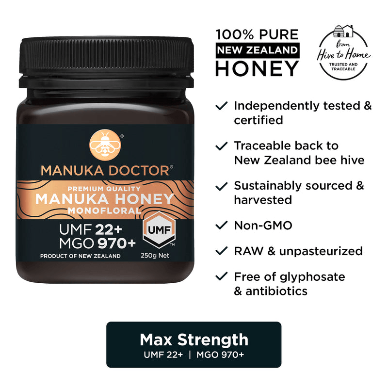 Manuka Doctor UMF 22+ Monofloral Manuka Honey 250g, image 2