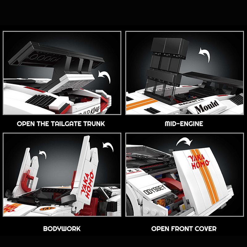 Mould King Lamborghini Countach Sports Car 1:8 Building Set - 1,524 Pieces - MK10045, image 5
