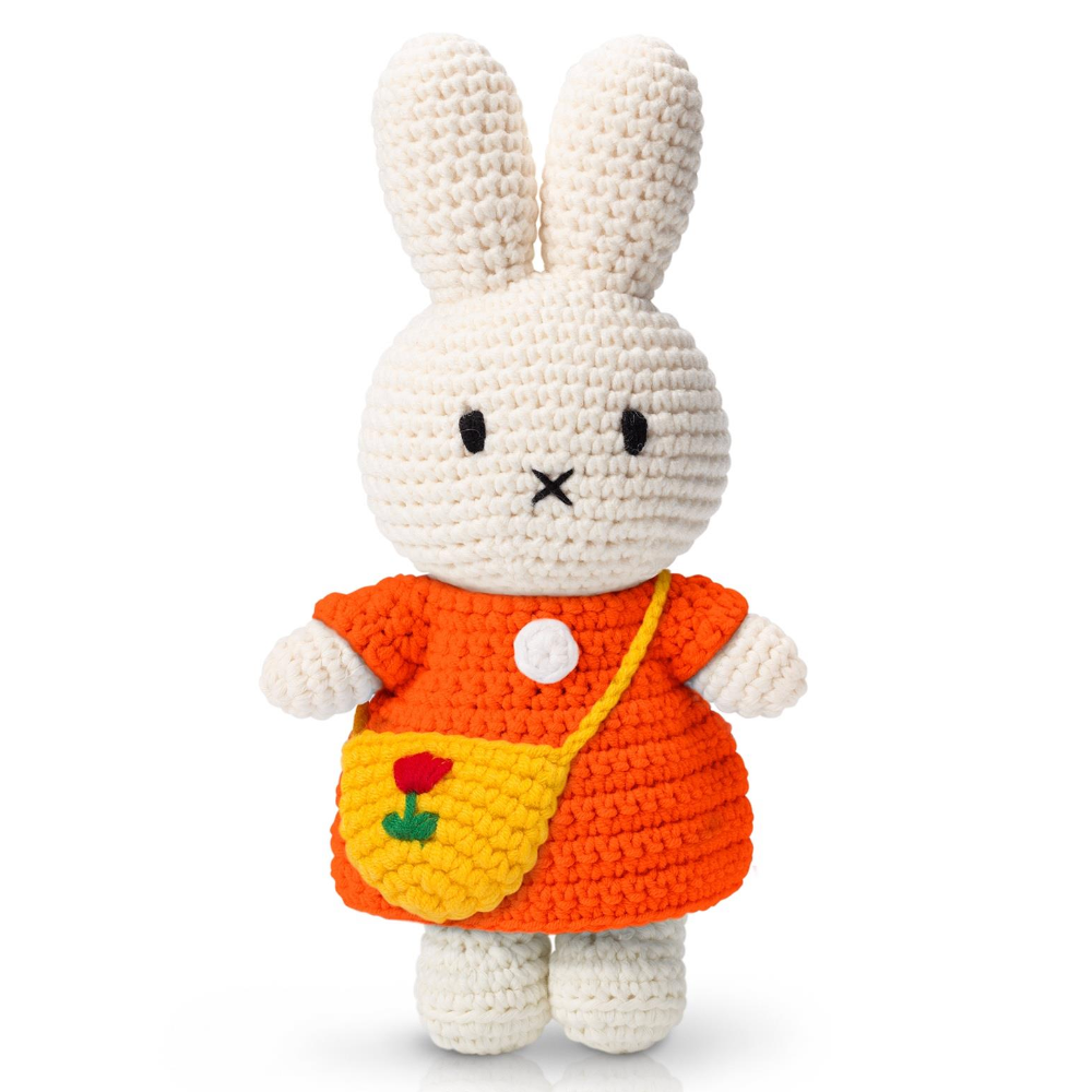 Miffy Handmade Plush Toy – Orange Dress with Tulip Bag