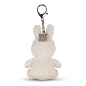 Miffy Four Leaf Clover Keychain Offwhite 10 cm soft plush keychain with a four-leaf clover design, back view.