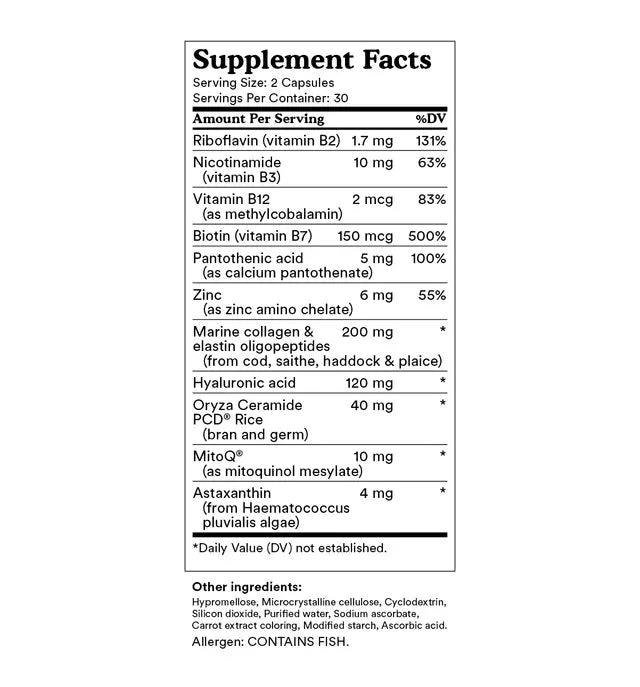 MitoQ Derma +Hydrate 60 Capsules, General