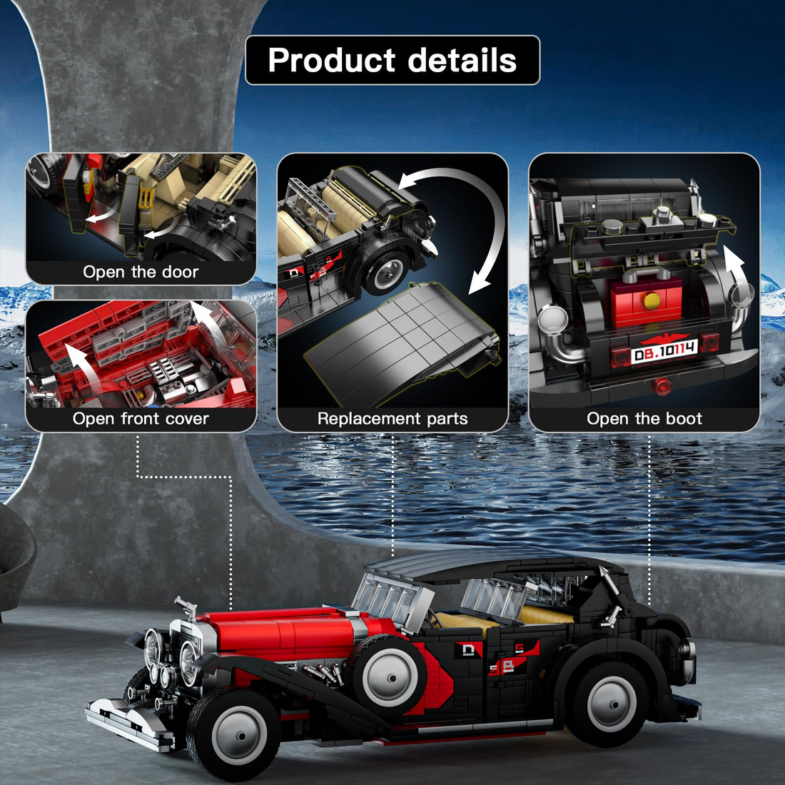 Mould King Duesenberg Classic Car Building Set - 1,292 Pieces - 10114, image 5