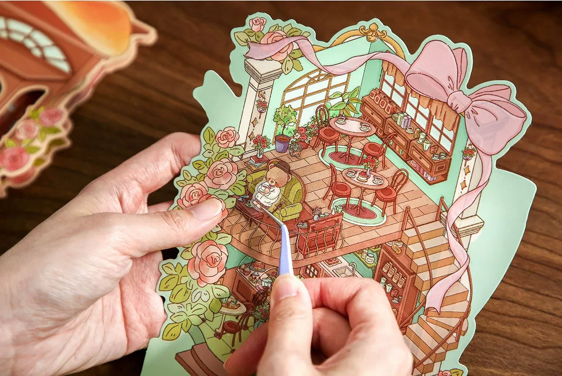 Mr Paper 2.5D Deco Scene Sticker Romantic Bear Cottage Series, image 6