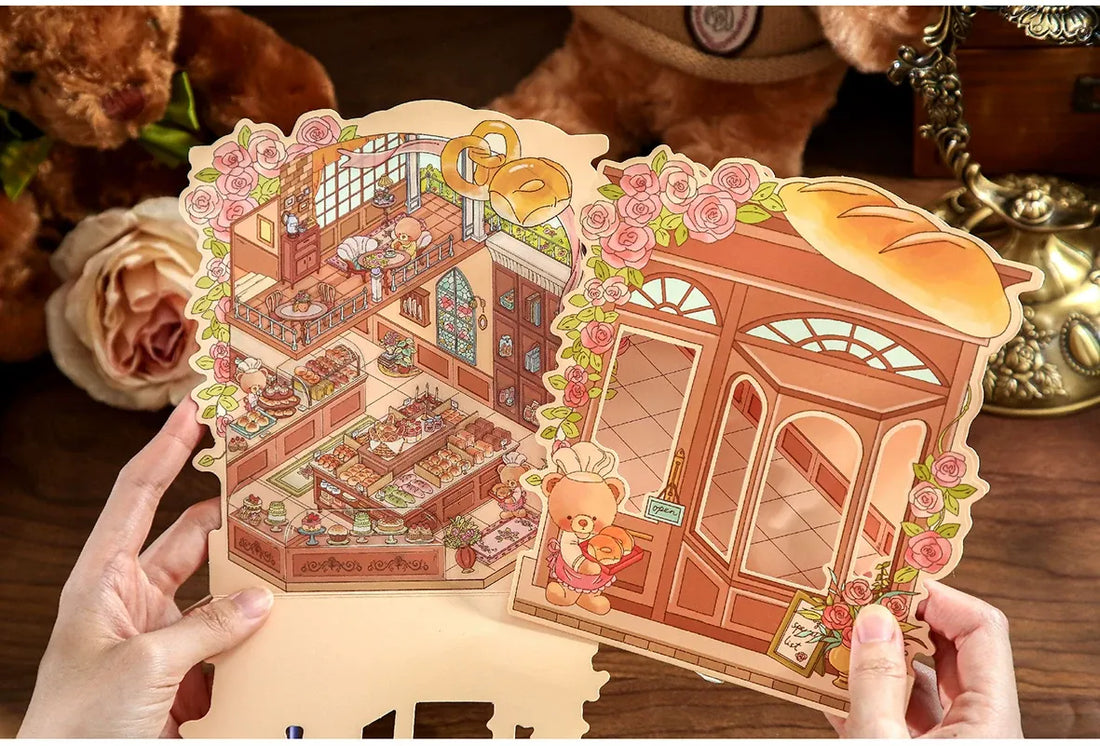 Mr Paper 2.5D Deco Scene Sticker Romantic Bear Cottage Series, image 4