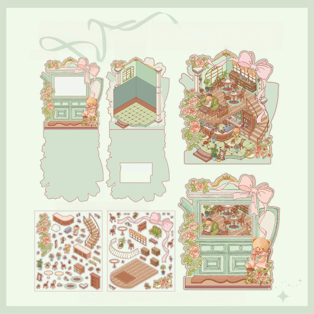 Mr Paper 2.5D Deco Scene Sticker Romantic Bear Cottage Series, image 14