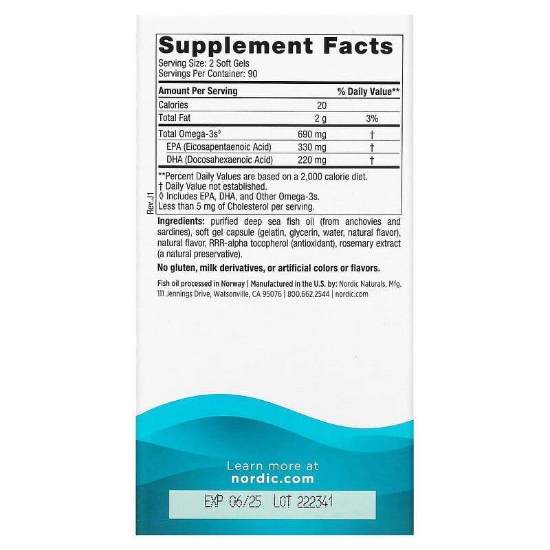 Nordic Naturals Fish Oil Omega-3 690mg - Lemon, image 4