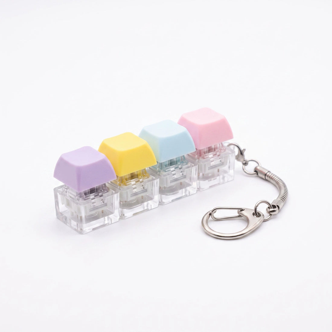 Transparent Non-Glow Pastel Colour Keyboard Keychain Stress Relief Fidget Toy DIY Keycap Clicker, image 3