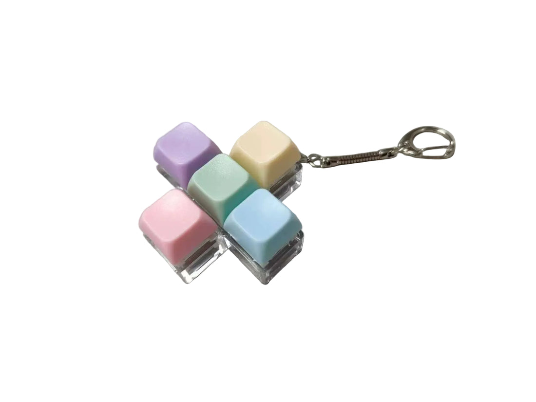 Transparent Glow Pastel Colour Keyboard Keychain Stress Relief Fidget Toy DIY Keycap Clicker, image 9