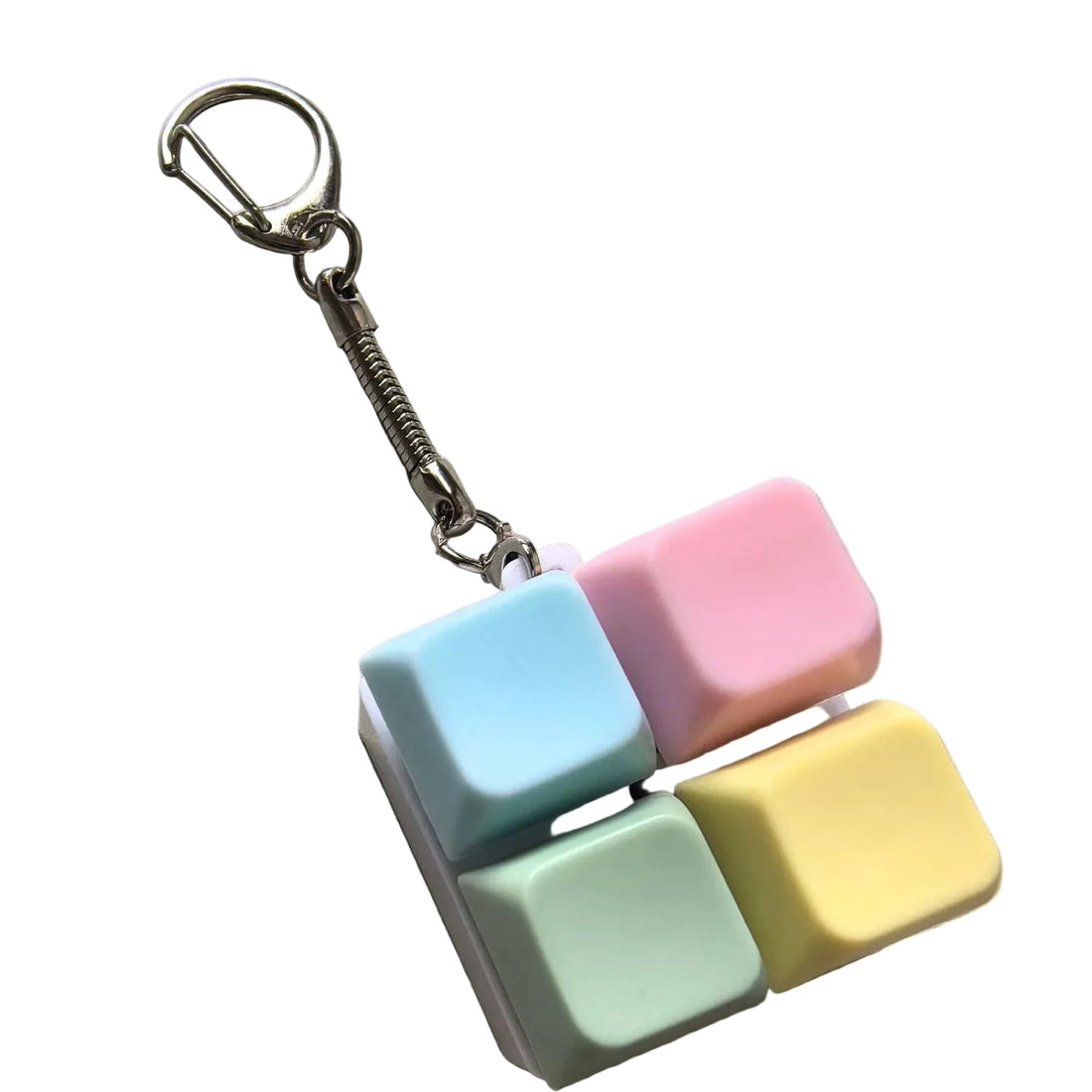 Transparent Glow Pastel Colour Keyboard Keychain Stress Relief Fidget Toy DIY Keycap Clicker, image 8