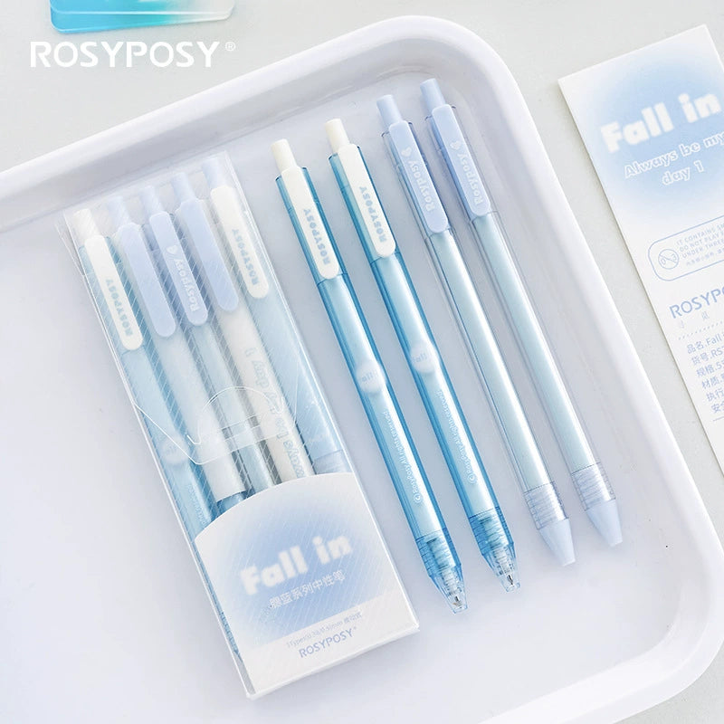 RosyPosy "Fall in" Collection Soft Gradient Gel Pen Set (0.5mm & 0.38mm, 5 pcs/box), image 3