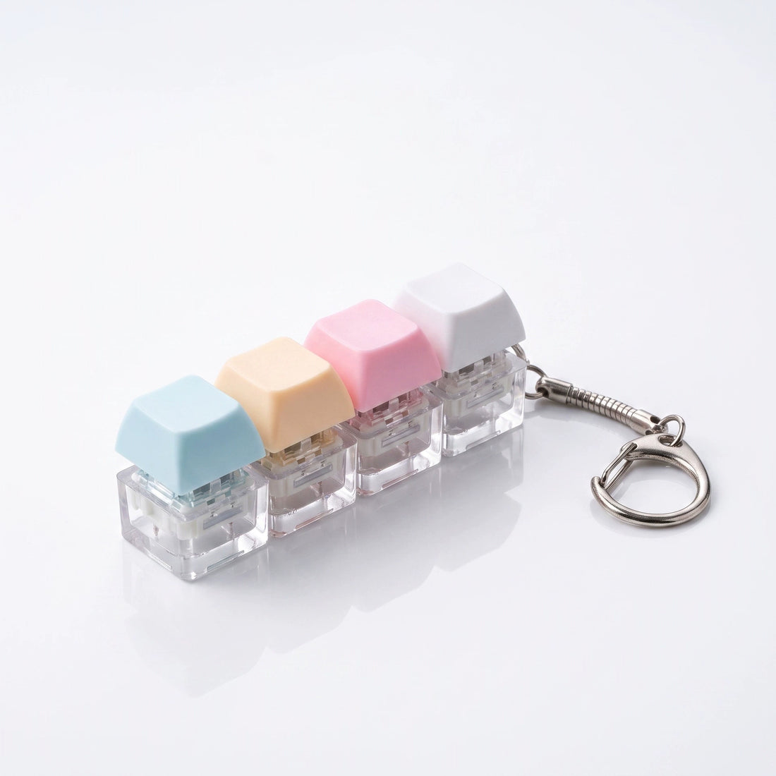 Transparent Glow Pastel Colour Keyboard Keychain Stress Relief Fidget Toy DIY Keycap Clicker, image 6