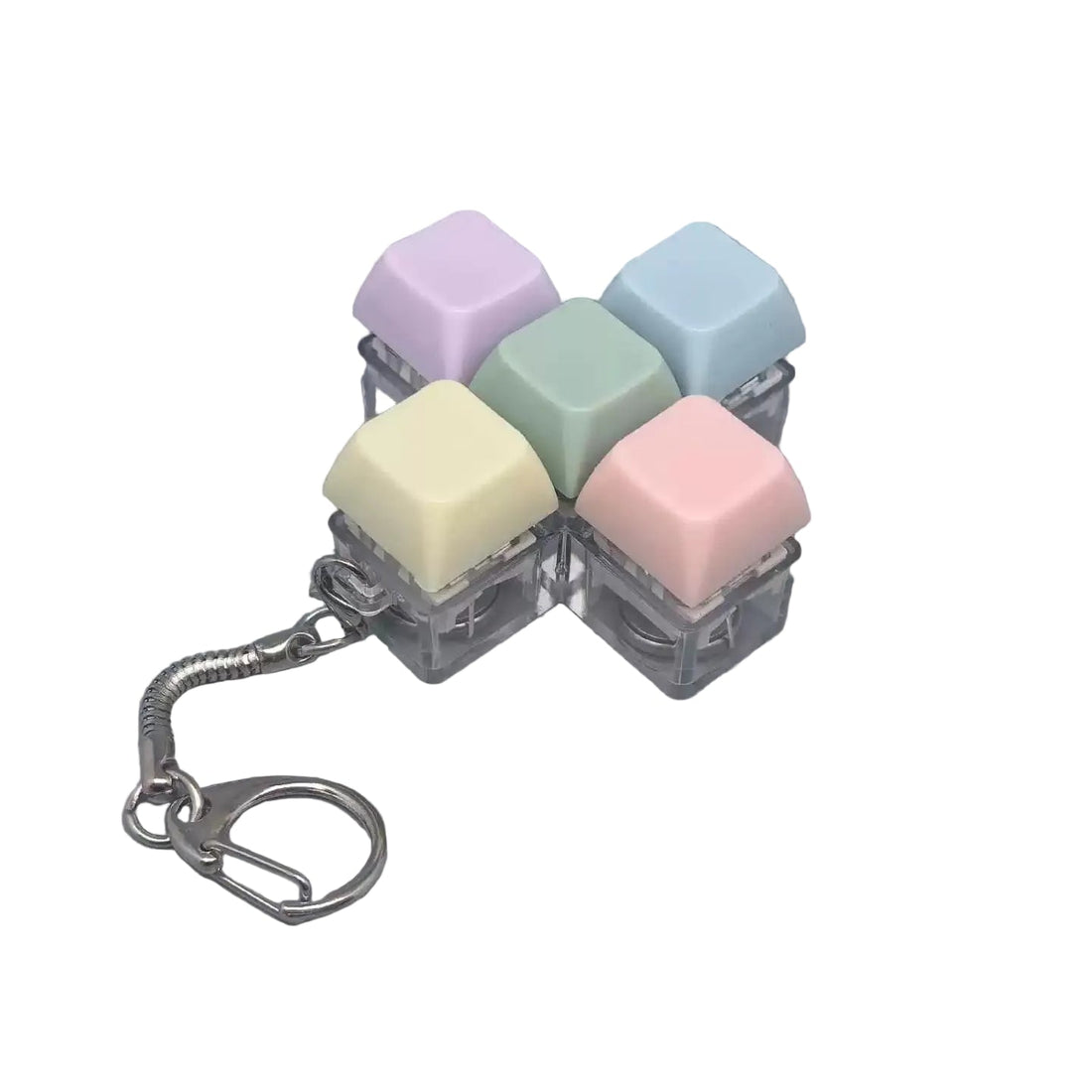 Transparent Glow Pastel Colour Keyboard Keychain Stress Relief Fidget Toy DIY Keycap Clicker, image 10
