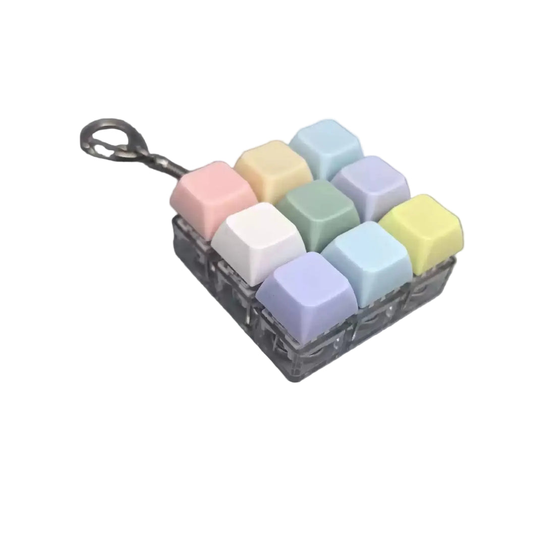 Transparent Non-Glow Pastel Colour Keyboard Keychain Stress Relief Fidget Toy DIY Keycap Clicker, image 6
