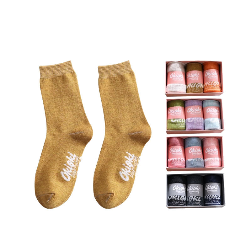 Okioki Sleep Factory New Zealand Wool Socks 3 Pairs/Box