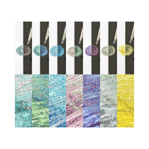 Pentel Dual Metallic 14 Colours Gel Ballpoint Pen Original+Fantasy Set demonstrating vibrant metallic shades on paper.