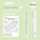Planwith "Sign" Collection Triangle Multi-color Pen Three-color 0.5mm Gel Pen with black, green, and burgundy inks.