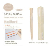 Planwith "Sign" Collection Triangle Multi-color Pen Three-color 0.5mm Gel Pen on display with packaging.