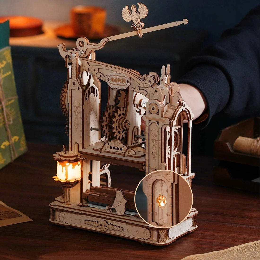 ROKR Classic Printing Press Mechanical 3D Puzzle DIY Kit, image 9