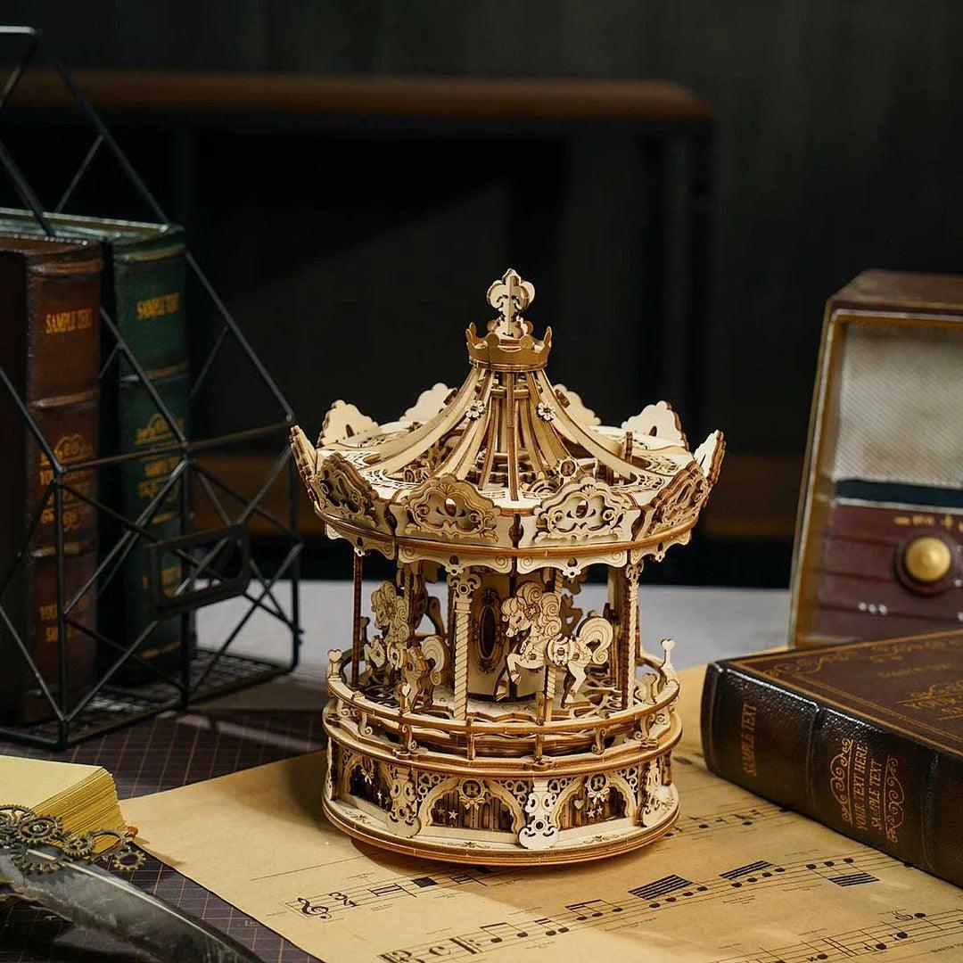 ROKR Romantic Carousel Mechanical Music Box 3D Wooden Puzzle, image 3
