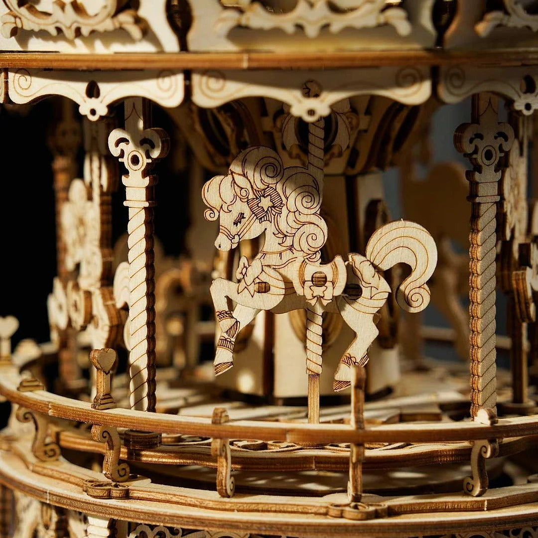 ROKR Romantic Carousel Mechanical Music Box 3D Wooden Puzzle