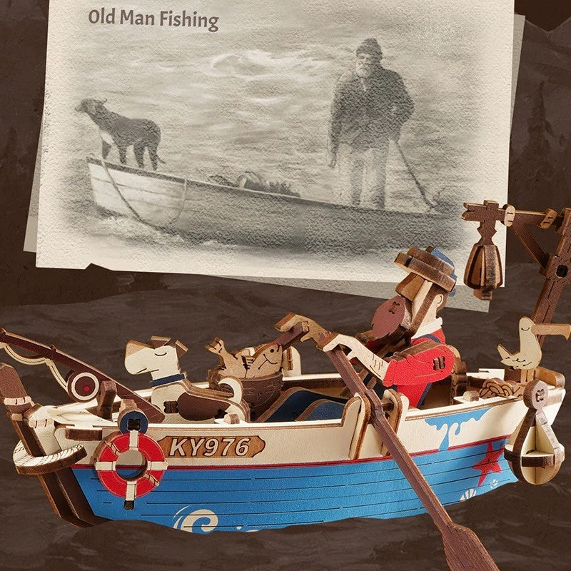 ROKR Ocean Fisher Scale Model 3D Puzzle DIY Kit, image 4