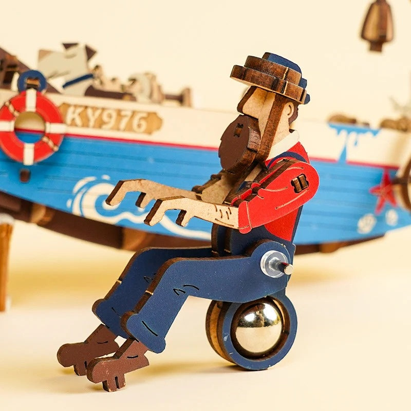 ROKR Ocean Fisher Scale Model 3D Puzzle DIY Kit, image 7