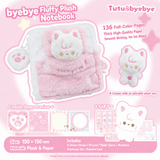 ROSYPOSY Tutu & Byebye Sleeping Plush Cat & Dog Loose-Leaf Notebook with Plush Cover