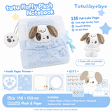 ROSYPOSY Tutu & Byebye Sleeping Plush Cat & Dog Loose-Leaf Notebook with Plush Cover