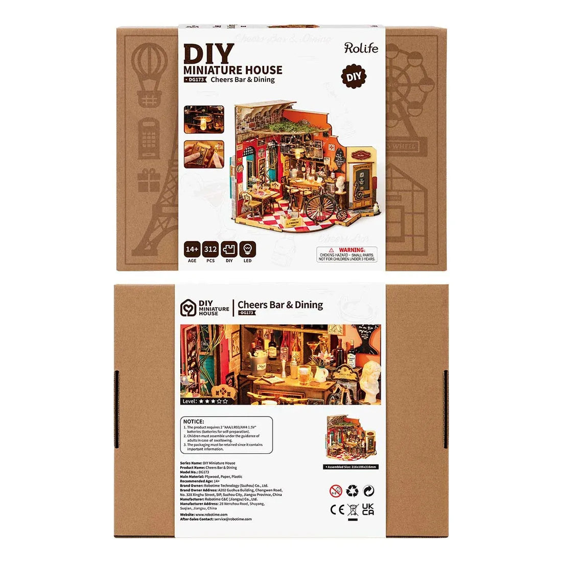 Rolife Cheers Bar & Dining DIY Miniature House Kit - DG173, image 7