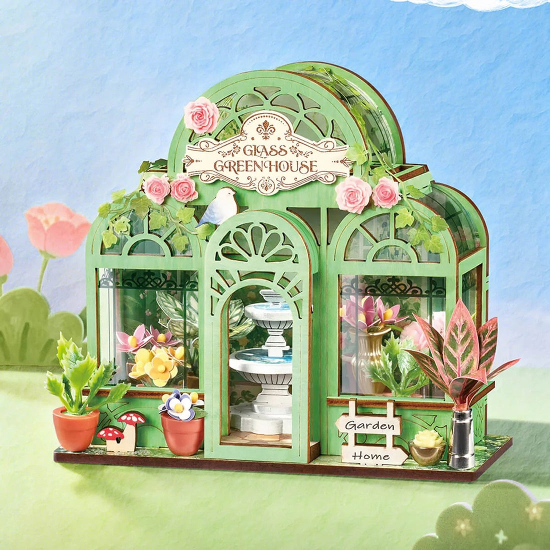 Rolife Green Fountain Garden DIY Miniature House Kit, image 2