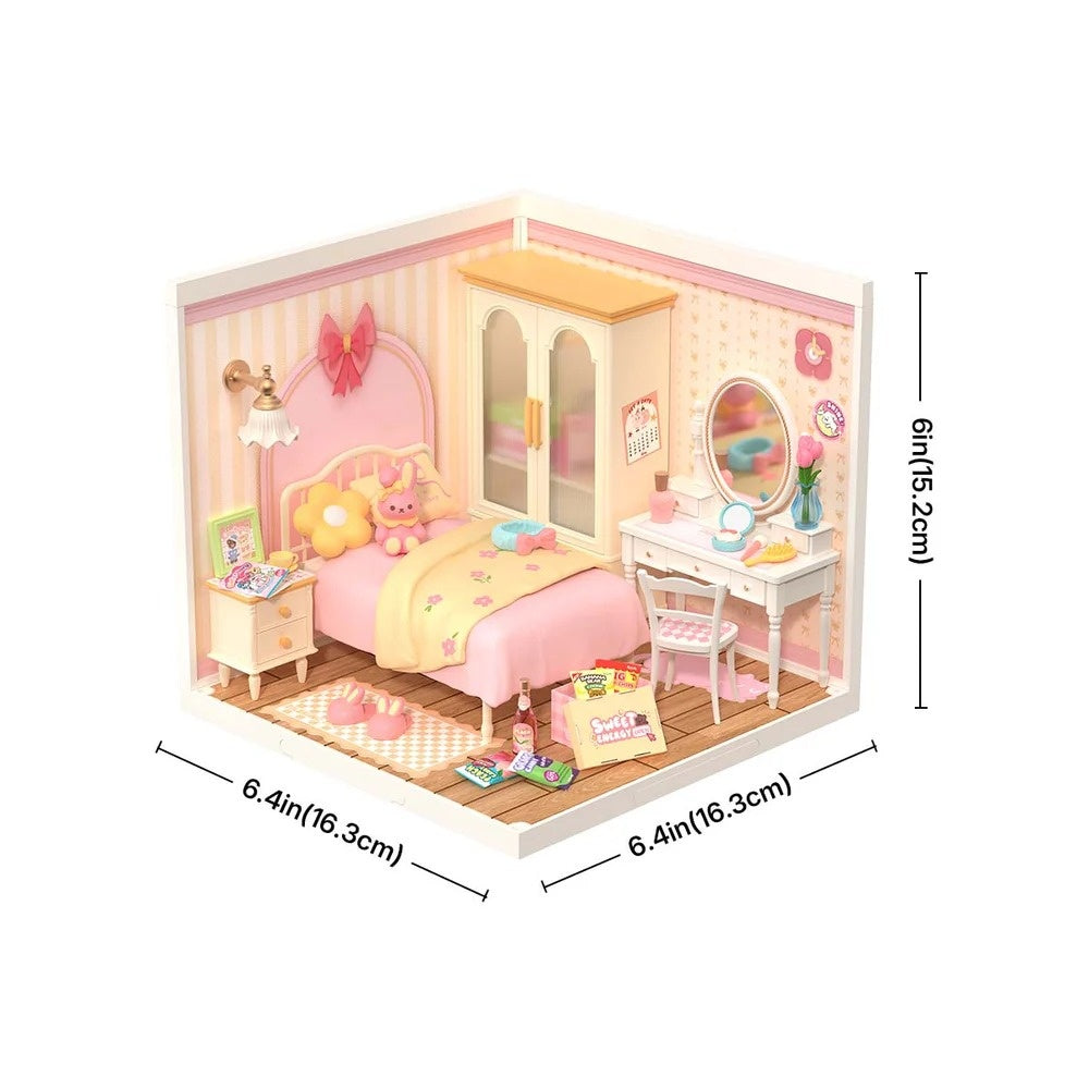 Rolife Lovely Pink Bedroom DIY Miniature House Kit, image 9