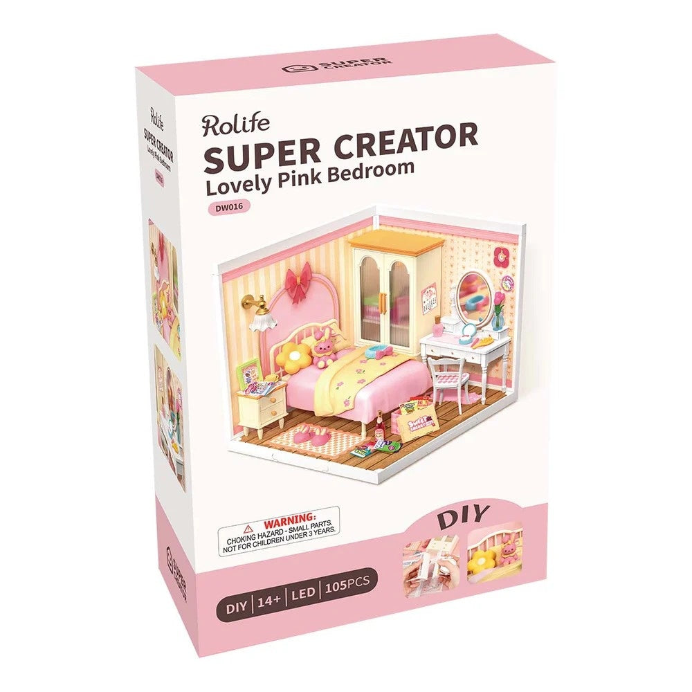 Rolife Lovely Pink Bedroom DIY Miniature House Kit, image 10