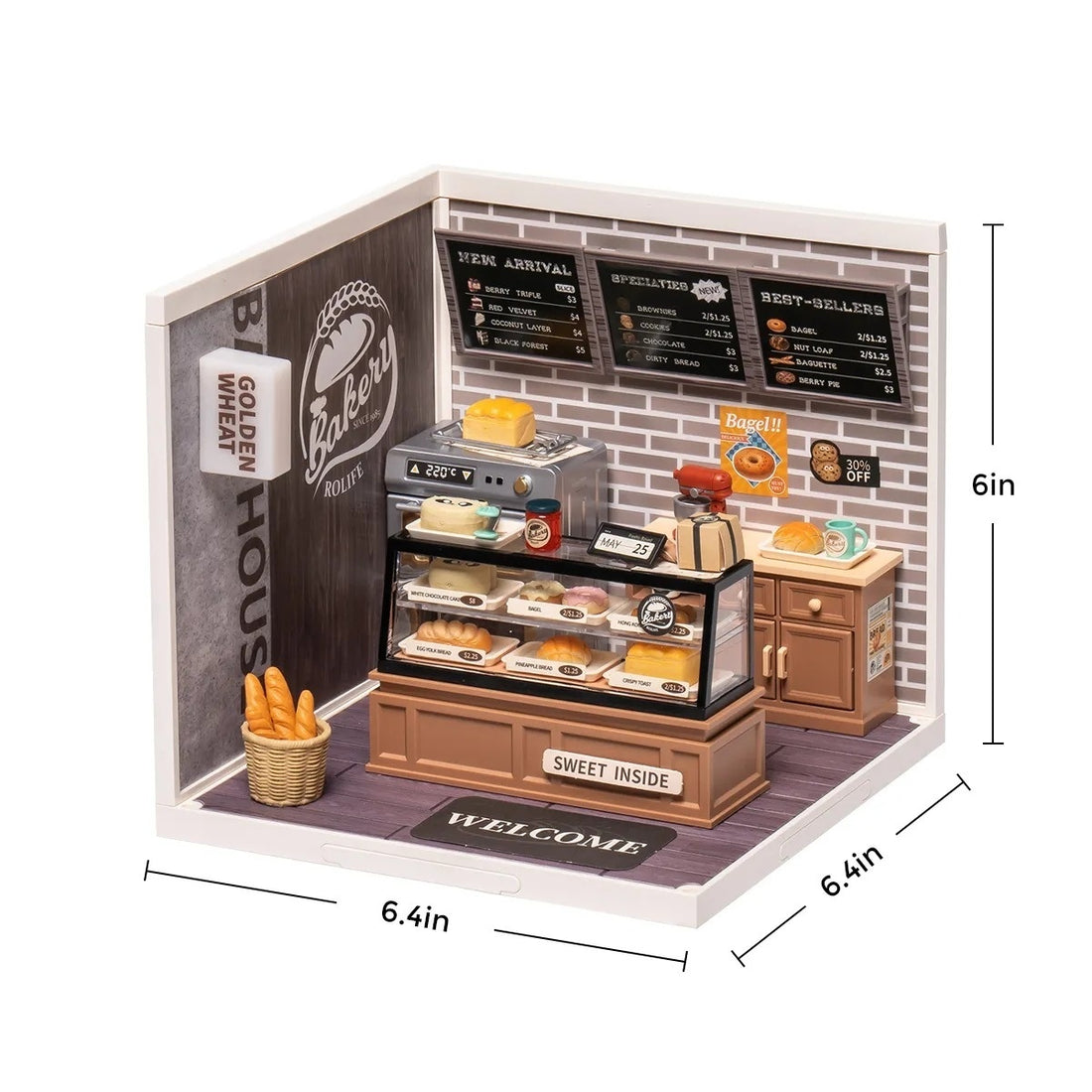 Rolife Golden Wheat Bakery DIY Miniature House Kit, image 6