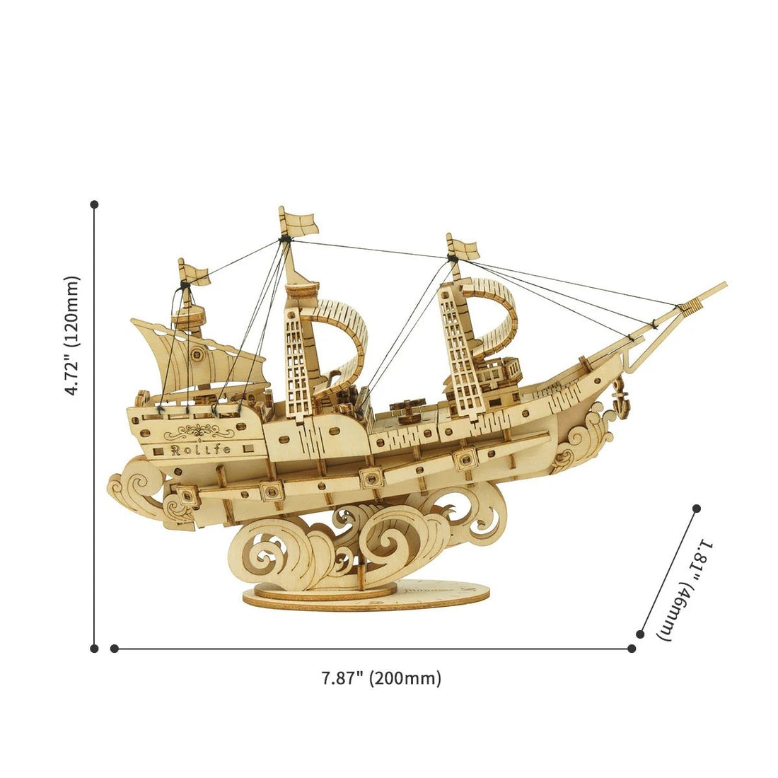 Rolife Sailing Ship 3D Wooden Puzzle, image 6
